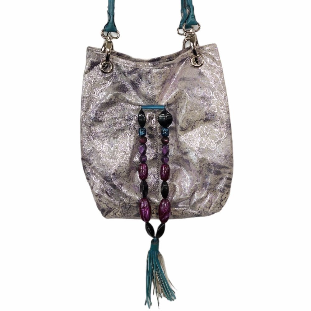 Sharif Studio Genuine Leather Boho Metallic Purse - Picture 3 of 5